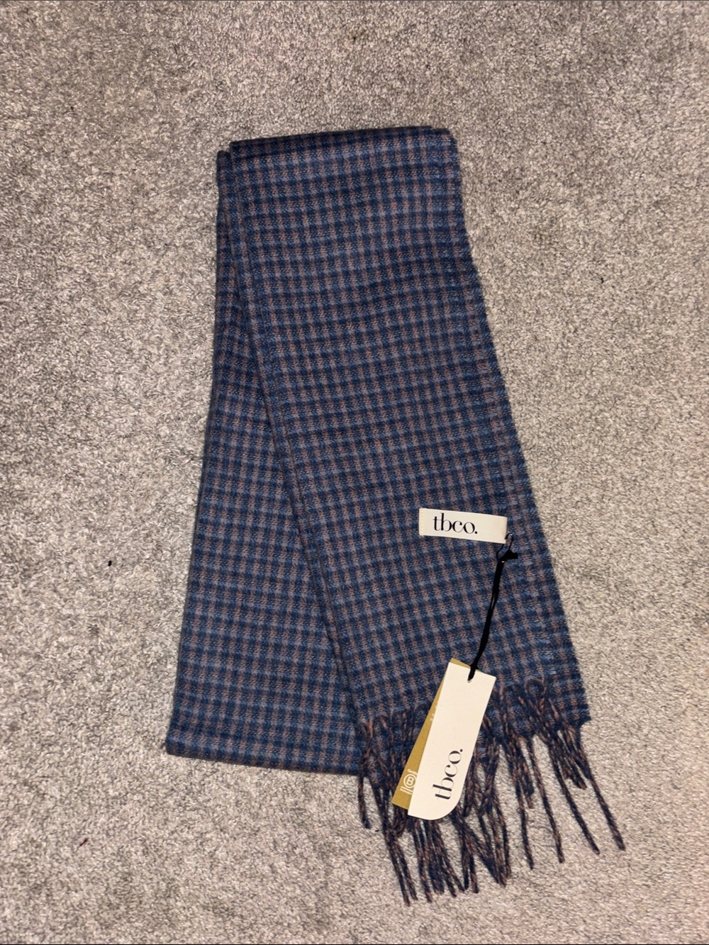 🪻{PRICE FIRM} TBCo. Lambswool Scarf ~ Blue Tweed Check - Picture 3 of 6